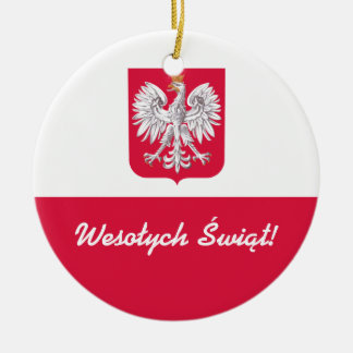 ポーランド語のWesołych Świątのメリークリスマス セラミックオーナメント