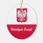 ポーランド語のWesołych Świątのメリークリスマス セラミックオーナメント (左)