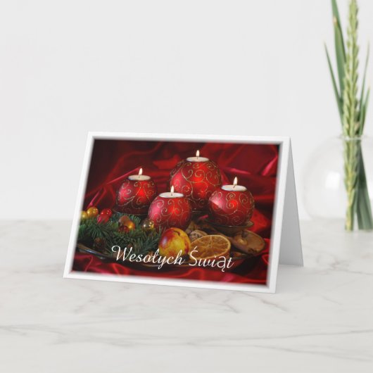 ポーランド語/ポルスキー語 – メリークリスマス/ウェソワチシブジン シーズンカード (正面)