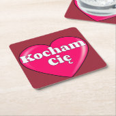 ポーランド語 – 愛している スクエアペーパーコースター (アングル)