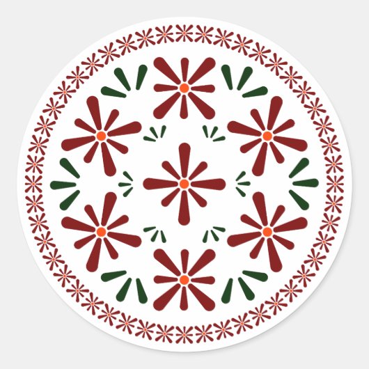 ポーランド風の花模様 ラウンドシール (正面)