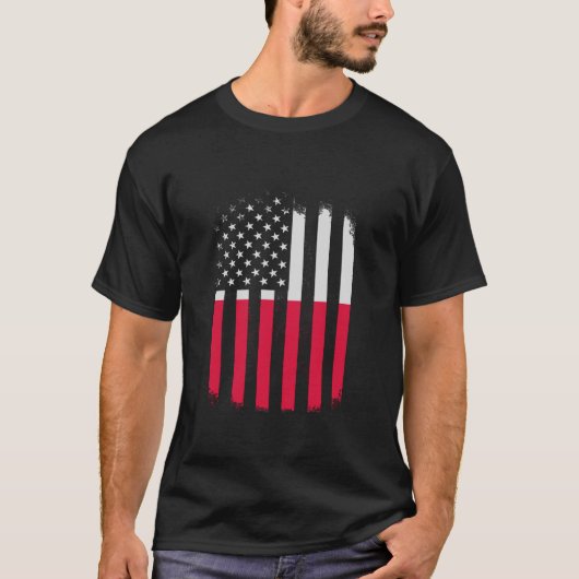 ポーランド・アメリカ国旗ポーランドアメリカ国旗 Tシャツ (正面)