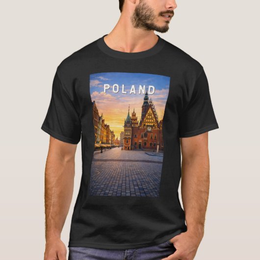 ポーランド イラスト 旅行 アート ヴィンテージ Tシャツ (正面)