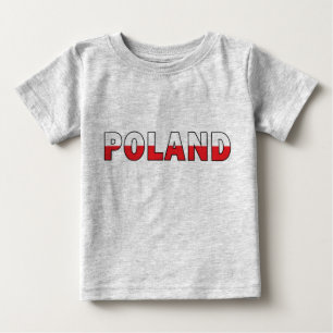 ポーランド・イン・ポーランド国旗の色乳児 ベビーTシャツ