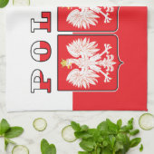 ポーランド・イーグル国旗の盾 キッチンタオル (折り畳み)