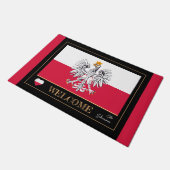 ポーランド&イーグル,ポーランド国旗の家マット/ようこそ ドアマット (アングル)