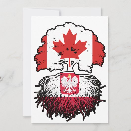 ポーランド・カナダの誇り ツリー ルーツ 国旗 招待状 (正面)