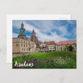 ポーランド、クラクフのワエル城近くの花 ポストカード (正面/裏面)