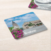 ポーランド・クラクフの広場にある布堂 スクエアペーパーコースター (アングル)