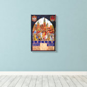 ポーランド・クラクフ・ヴィンテージ旅行ポスター復元 キャンバスプリント (インサイチュ (ウッドフロア))