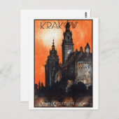 ポーランド・クラクフ・ヴィンテージ旅行ポスター復元 ポストカード (正面/裏面)
