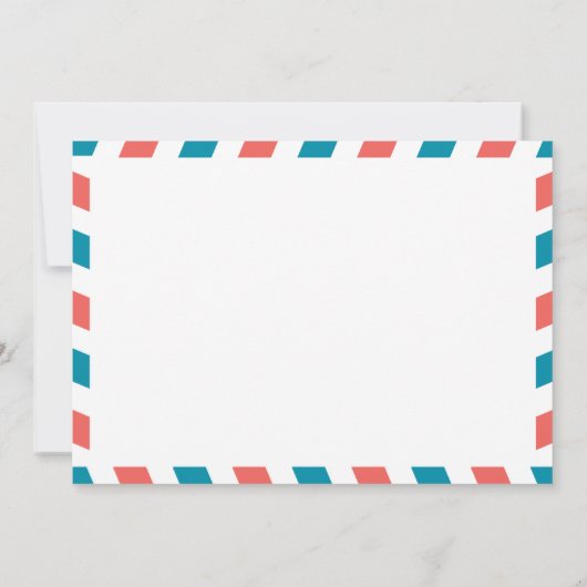 ポーランド コーラルとターコイズのエアメール挙式後ウェディング 招待状 (裏面)