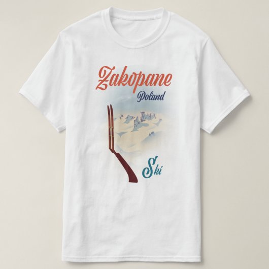 ポーランド ザコパネ スキーポスター Tシャツ (デザイン正面)
