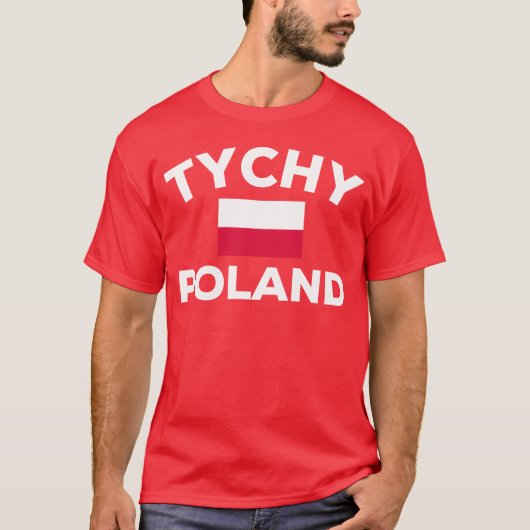 ポーランド ティヒ市 フラグ 街 ファミリー Tシャツ (正面)