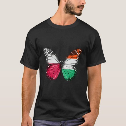 ポーランド ハンガリー 旗 蝶 Tシャツ (正面)