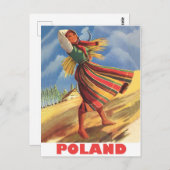 ポーランド、フィールドの村の女性 ポストカード (正面/裏面)