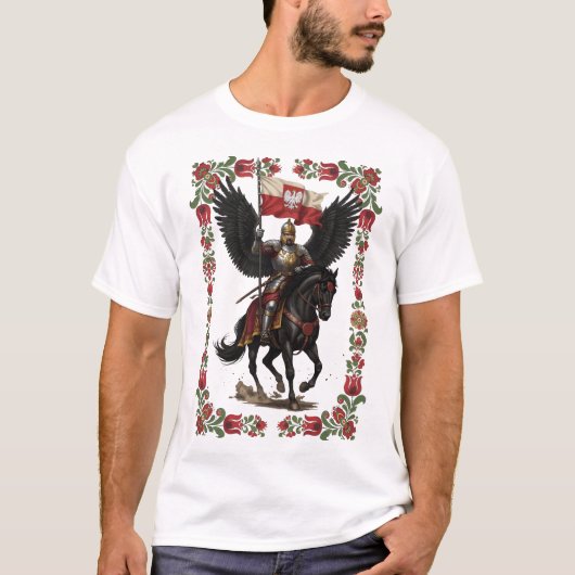 ポーランド・フサリア民俗フレームアート Tシャツ (正面)
