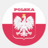 ポーランド&ポーランド国旗の愛国者,休日/スポーツ ラウンドシール (正面)