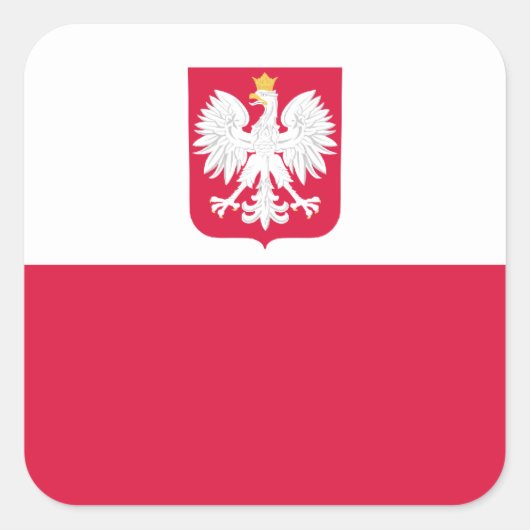 ポーランド/ポール/ポーランド国旗 スクエアシール (正面)