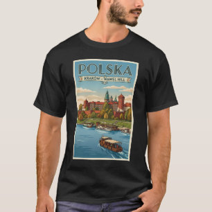 ポーランド ワヴェル城 イラスト 旅行アート Tシャツ