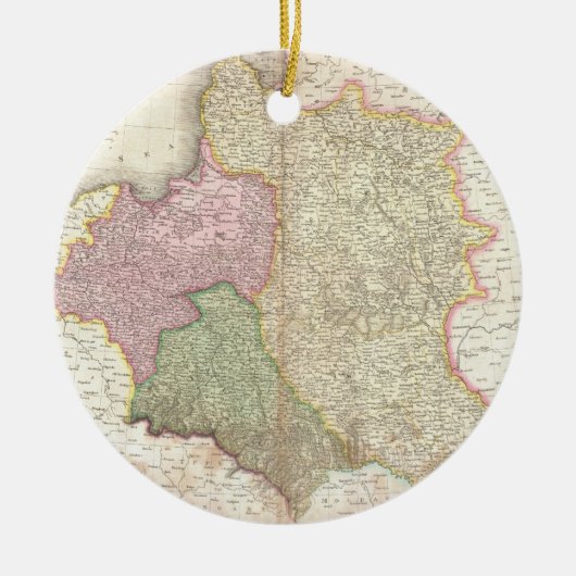 ポーランド(1818年)のヴィンテージの地図 セラミックオーナメント (正面)