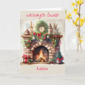 ポーランパーソナライズされたドクリスマスカード カード (黄色い花)