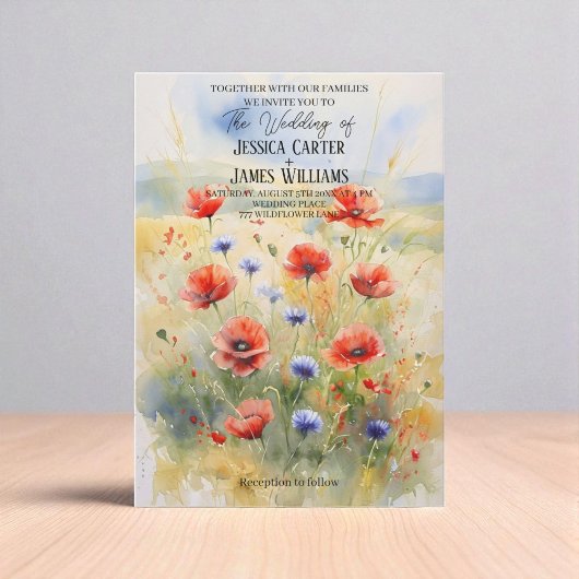 ポーラン素朴ド結婚式招待状（水彩） 招待状