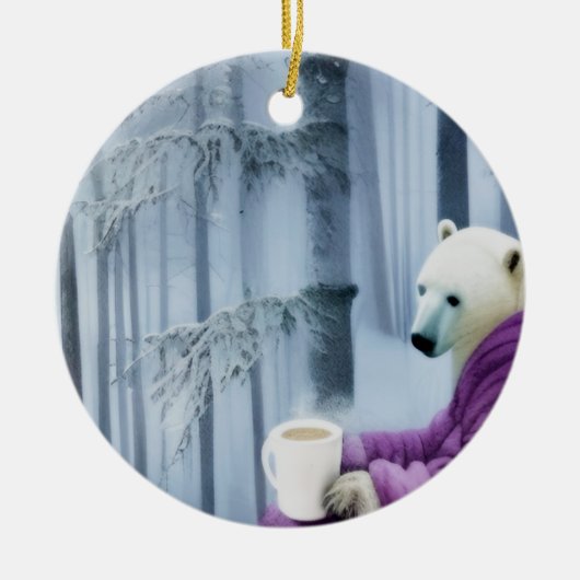 ポーラークマ飲みコーヒー セラミックオーナメント (正面)