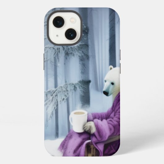 ポーラークマ飲みコーヒー iPhoneケース (裏面)