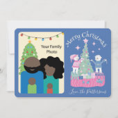 ポーラーベアとクリスマスツリーのホリデーフォトカード シーズンカード (正面)