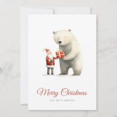ポーラーベアとサンタクリスマスグリーティング シーズンカード (正面)