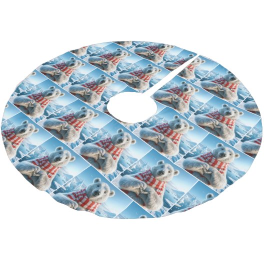 ポーラーベアと肉付きハート ブラッシュドポリエステルツリースカート (アングル)