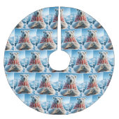 ポーラーベアと肉付きハート ブラッシュドポリエステルツリースカート (正面)