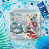 ポーラーベアと肉付きハート ペーパープレート (パーティー)