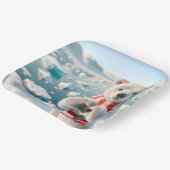 ポーラーベアと肉付きハート ペーパープレート (傾斜あり)