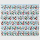 ポーラーベアと肉付きハート ラッピングペーパー (フラット)