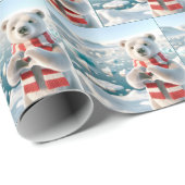 ポーラーベアと肉付きハート ラッピングペーパー (ロールコーナー)