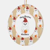 ポーラーベアのクリスマス装飾パターンのパーソナライズ セラミックオーナメント (左)