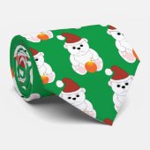 ポーラーベアのクリスマス サンタ帽 キュートなパターン 緑 ネクタイ (ロール)