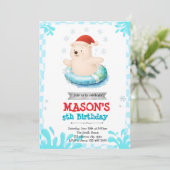 ポーラーベアの冬のプールパーティー招待状 招待状 (スタンド正面)