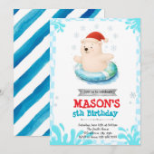 ポーラーベアの冬のプールパーティー招待状 招待状 (正面/裏面)