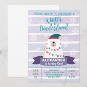 ポーラーベアの冬のワンダーランドの男の子の誕生日招待状 招待状 (正面/裏面)