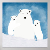 ポーラーベアの母と子 イラストポスター ポスター (正面)
