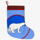ポーラーベアの母と子 絵画 - ワイルドライフアート スモールクリスマスストッキング (正面)