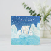 ポーラーベアの母と2匹の子どものイラスト カード (スタンド正面)