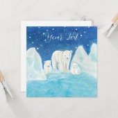 ポーラーベアの母と2匹の子どものイラスト カード (正面/裏面インサイチュ)