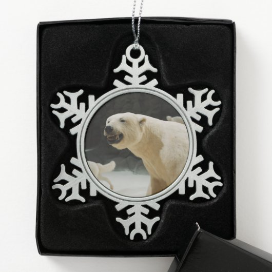 ポーラーベアの笑顔 スノーフレークピューターオーナメント (ボックス)