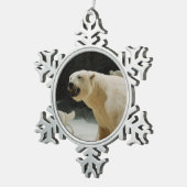 ポーラーベアの笑顔 スノーフレークピューターオーナメント (右)