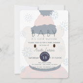 ポーラーベアの雪の結晶の女の子のベビーシャワー招待状 招待状 (正面)