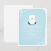 ポーラーベアの雪の結晶の男の子のベビーシャワー - 青 招待状 (正面/裏面)